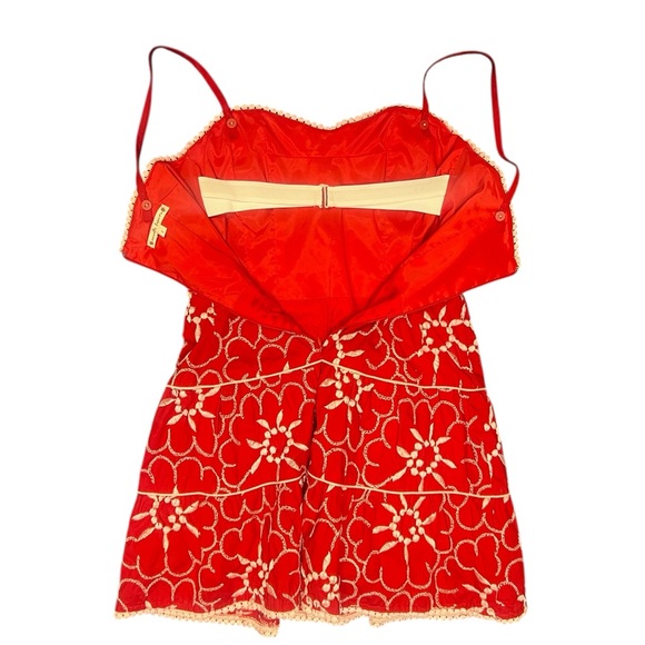 🌺 Nanette Lepore Red Floral Embroidered Mini Dress Women’s 2 - Picture 5 of 6